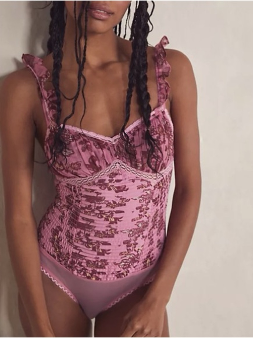 NWT Intimately Free People Weekend Plans Floral Ruffle Bodysuit